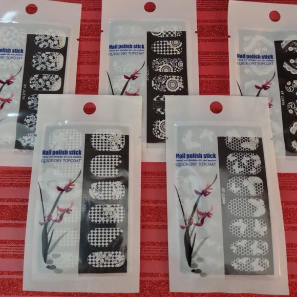 NEW! Set 5, Lace Style, Full Wrap Nail Decals + Gift! - Picture 2 of 2